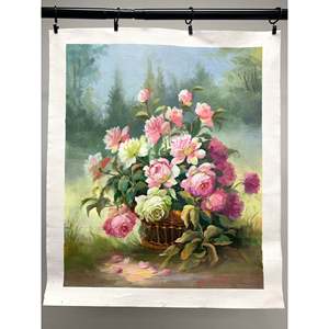 100% dipinto a mano 24 In× 20 nei classici dipinti ad olio di campo con fiori - Product Image 1