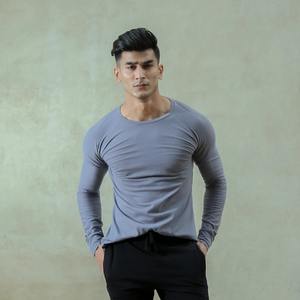 T-shirt de sport à manches longues pour homme, coupe musclée, débardeur de musculation, vêtements de performance, vêtements d'entraînement - Product Image 3