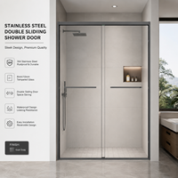 Cabine de douche tout-en-un en verre avec porte coulissante double dissimulée à bordure intégrée, design moderne, garantie 5 ans