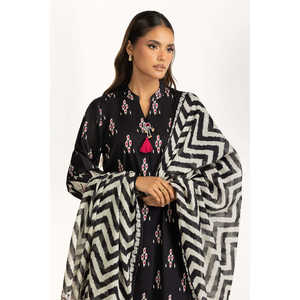 IUSTKSD-1156 Traje de Crepé Estampado de 3 Piezas Estilo Bohemio para Primavera/Verano con Mangas Tres Cuartos - Product Image 3