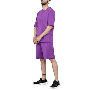 Alta calidad bajo MOQ 2 piezas de media manga hombres pantalones cortos y camiseta conjunto moda desgaste hombres pantalones cortos conjunto para la venta - Product Image 2