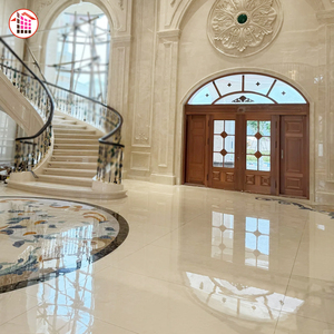 Biệt thự nội thất gạch lát sàn màu be tự nhiên sàn đá cẩm thạch trang trí một cửa tùy chỉnh sản xuất đá cẩm thạch trong nhà gạch màu be - Product Image 1