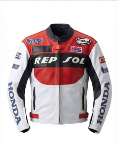 Blouson de course en cuir de vachette Zonda Professional pour homme, sur mesure, pour la conduite sur circuit, avec protection dorsale niveau 2 CE - Product Image 1