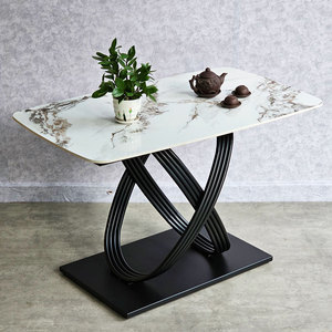 Modern Artistic 120x70cm Rectangular <b>Dining</b> <b>Table</b> with Iron Legs and Stone Top BA166 - Product Image 4