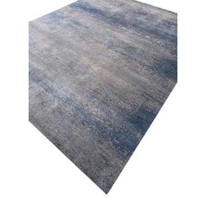 Alfombra Kavi Gris y Negra Anudada a Mano de Lana y Seda de Bambú con Patrón Abstracto, Colección Afterglow para Uso Doméstico - Eskm-01 - Product Image 2