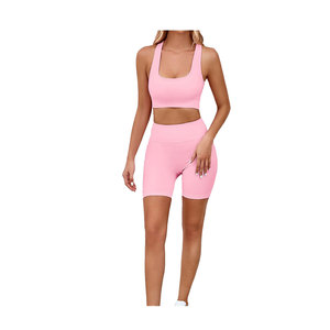 Conjunto de Sujetador y Pantalones Cortos de Yoga Personalizado para Mujer, Ropa Deportiva de Cintura Alta para Entrenamiento, Gimnasio, Cómoda, Ropa Deportiva de Algodón para Verano - Product Image 2