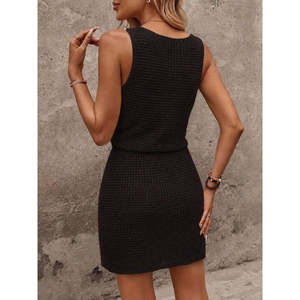 Vestido de Punto Kadin Askili Kare Yakali con Cordones en la Cintura, 36618 - Dorado - Product Image 3
