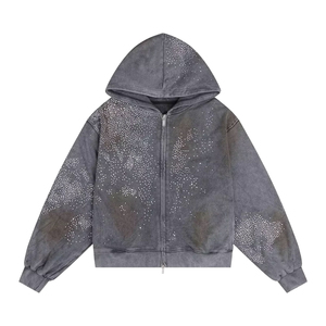 Les hommes de haute qualité en détresse portent différents styles de sweats à capuche confortables vêtements d'extérieur Offre Spéciale coton sweats à capuche en strass pour hommes - Product Image 1
