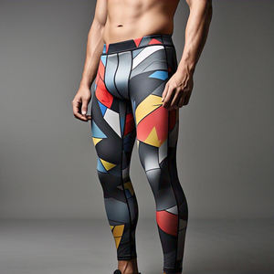 Mallas ajustadas de yoga por sublimación OEM para hombre, ropa deportiva para gimnasio, mallas de compresión atléticas, pantalones de sublimación de cintura elástica alta - Product Image 5