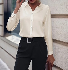 Haute qualité 100% coton en gros chemise personnaliser décontracté chemises à séchage rapide Design élégant manches longues chemises pour femmes - Product Image 5