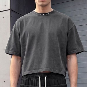 <span class=keywords><strong>T</strong></span>-<span class=keywords><strong>Shirt</strong></span> da Uomo Vestibilità Boxy in Puro Cotone, Stile Retro Effetto Usurato, Abbigliamento Streetwear per Moda <span class=keywords><strong>Skateboard</strong></span> - Product Image 3