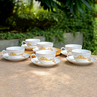 Tasses à thé et à café en porcelaine fine Dinara Classic, blanches, avec soucoupes, portables et élégantes, pour la maison et les cadeaux