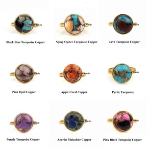 Venta caliente de verano 10x14mm Kingman Spiny Oyster Turquesa 18K Chapado en oro Delicado anillo de ajuste de Punta Ovalada para ella 100% Sterling - Product Image 4