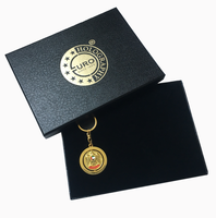 Caja de regalo rígida de cartón gris con soporte de EVA de terciopelo de alta densidad, envuelta en papel artístico especial, para empaque de regalo de medallas y monedas.