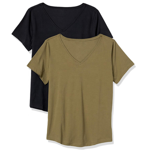 T-shirt à manches courtes en soie/coton pour femme, col en V, design personnalisé, impression sérigraphique, blanc, nouvelle mode 2022 - Product Image 6