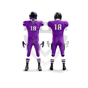 Uniforme de football américain personnalisé de haute qualité 100% polyester, dernier design, manches courtes, ensemble de maillot et short respirant, uniforme de football américain avant - Product Image 1