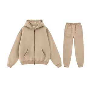 Ensemble de survêtement en molleton de coton avec sweat-shirt à capuche et pantalon de survêtement à fermeture éclair, style streetwear, poids lourd, délavage acide, Process Impex - Product Image 6