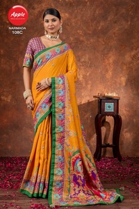 Pashmina con estampado de Sari de seda Dola tradicional para mujer - Product Image 2