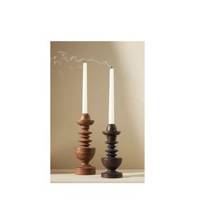 Portavelas cuadrado de madera ideal para decoración del hogar de estilo geométrico moderno que mejora el equilibrio visual estructurado - Product Image 6