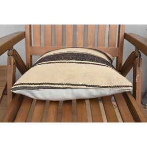 Tapis en laine Kilim beige 16x16 pouces Technique tissée d'oreiller à motifs vintage rustique - Product Image 5