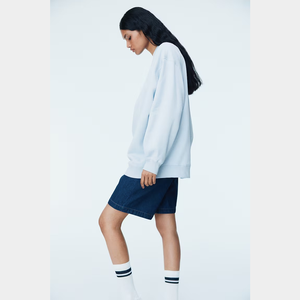 เสื้อสเวตเตอร์คอกลมโอเวอร์ไซส์สำหรับผู้หญิงเสื้อสวมหัวตัดความคมชัดแบบลำลอง - Product Image 5