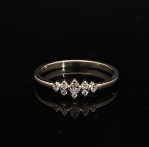 Bague élégante en or jaune 14 carats avec grappe de diamants naturels ronds taille brillant en forme de marquise pour femme - Product Image 1