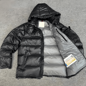 Chaqueta acolchada negra brillante de lujo para hombre, prendas de vestir cálidas de invierno - Product Image 3