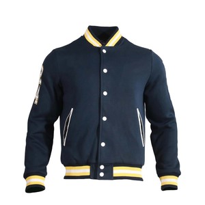 Veste letterman personnalisée vierge en gros collage unique porter veste universitaire à manches en cuir pour corps en laine de style premium - Product Image 3