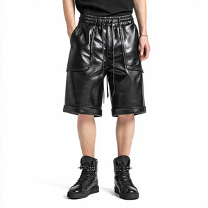 กางเกงขาสั้นหนัง PU สำหรับผู้ชาย, กางเกงขาสั้นแฟชั่นหนัง PU เอวสูง - Product Image 6