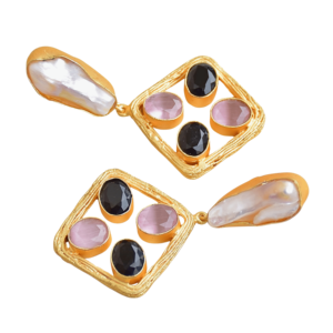 Pendientes de Perlas Artesanales con Auténticas Perlas de Piedras Preciosas, Recubrimiento en Tono Dorado y Joyería de Calidad Artesanal - Product Image 3