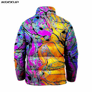 Custom <b>Thin</b> Lightweight Winter <b>Puffer</b> <b>Jacket</b> Hooded Waterproof Windproof Stand Collar High Street Brightly Colored Sublimated - Product Image 2