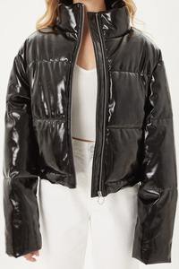 Chaqueta acolchada de burbujas negra brillante de diseño personalizado para mujer Chaquetas de burbujas de invierno estilo callejero 2025 - Product Image 4