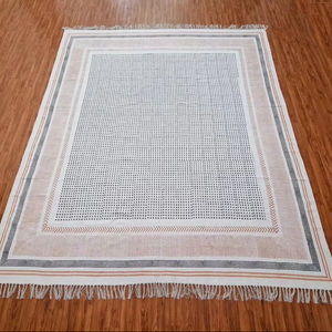 Alfombra Bohemia ecológica Flatweave, alfombras de algodón con estampado de bloques tejidas a mano, alfombra para sala de estar - Product Image 1