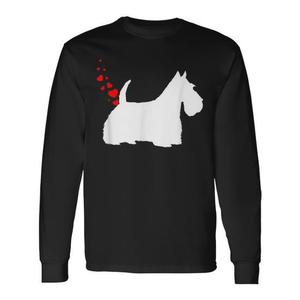 Maglietta a maniche lunghe per proprietari di Scottish Terrier per San Valentino con design a cuore e schiammati di cane - Prodotto promozionale - Product Image 1