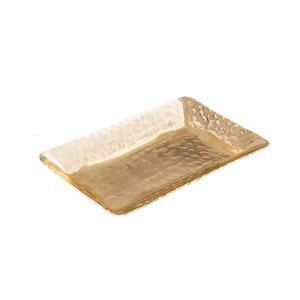 Bandeja de servicio Rectangular de Metal con acabado antiguo de cobre con martillado en relieve y borde para el hogar, restaurante, Hotel, ensalada, prueba - Product Image 4