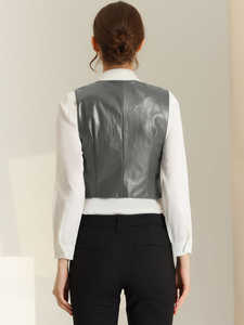 Veste en cuir automne-hiver personnalisée pour femmes avec col tournant solide manches complètes et doublure en satin respirant - Product Image 3