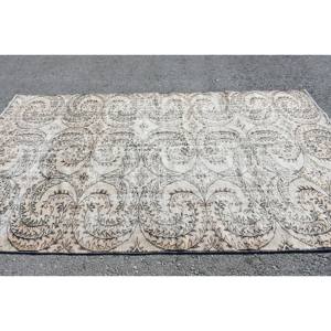 Moderno Beige Marrón 5,6X9,6 pies Alfombra de tejido plano de lana Diseño de retales turcos para decoraciones de sala de estar adolescentes con respaldo de látex - Product Image 3