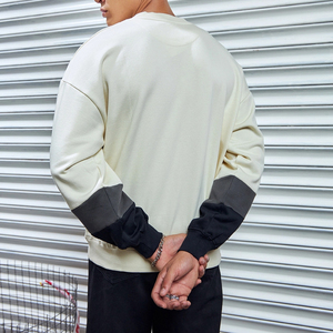 Sweat-shirt de style urbain unisexe à manches longues, col ras du cou, logo brodé, épaules dénudées, personnalisé pour hommes - Product Image 3