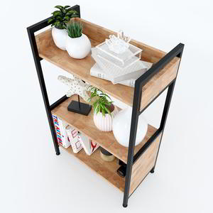 Étagère à 2 niveaux VEGA 60x32x93cm en bois d'hévéa KS68094, type sur pied pour salon - Product Image 3