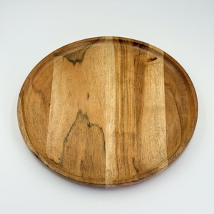 Assiette ronde en bois d'acacia, plateau en bois rond, assiette de présentation en bois pour sandwichs, plats, collations, desserts, nettoyage facile, léger - Product Image 2