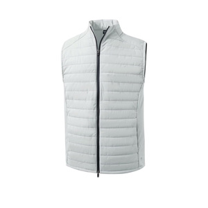 Gilet d'hiver unisexe épais et uni avec fermeture éclair, logo personnalisé, doublure en lin réversible, sans manches, long, avec capuche - Product Image 1