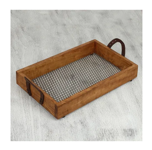 Bandeja de madera para servir, suministro directo de fábrica, bandeja redonda pequeña para servir aperitivos y pasteles de madera - Product Image 1