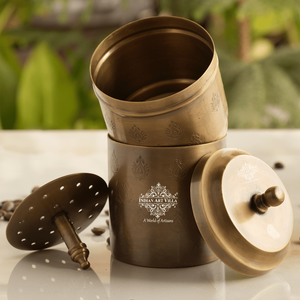 ตัวกรองกาแฟทองเหลืองแท้แบบโบราณสีเข้ม  สามารถปรับแต่งโลโก้ได้ แบบแขวนหู - Product Image 1