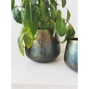 Vases à fleurs en métal galvanisé côtelé en gros, plaqués cuivre, pots de jardin décoratifs personnalisés pour l'extérieur/l'intérieur - Product Image 4