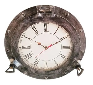 Horloge de hublot en aluminium, couleur noire, horloge murale nautique pour la décoration de la maison et du bureau - Product Image 2