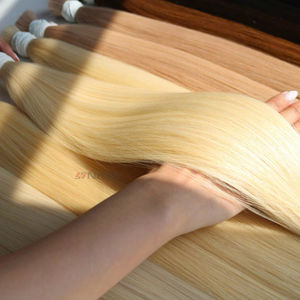 Extensiones de cabello vietnamita de 28 pulgadas al por mayor, 100g, Rubio recto a granel, extremos súper doblemente dibujados, estilo fuerte y sedoso - Product Image 1