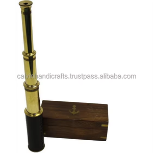 กล่องกล้องโทรทรรศน์ทองเหลืองพร้อมเลนส์แก้วทำจากทองเหลืองและหนังที่ทนทานแบบถือด้วยมือ - Product Image 6