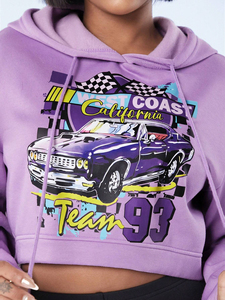 Logotipo personalizado al por mayor Crop Tops Mujeres Sudadera con capucha Serigrafía Manga larga En blanco Deportes de invierno Gimnasio Crop Pull Over Sudadera con capucha para las mujeres - Product Image 6