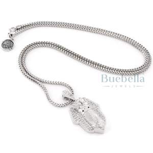 Lujo Iced Out Egyptian Bandana Faraón Colgante Collar Cubano Link Hip Hop Cadena para hombres Estilo rapero Diamante - Product Image 6