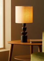 Lámpara de mesa de madera pura hecha a mano con pantalla de tela y acabado negro Ideal para el hogar moderno y la Decoración de mesa de eventos